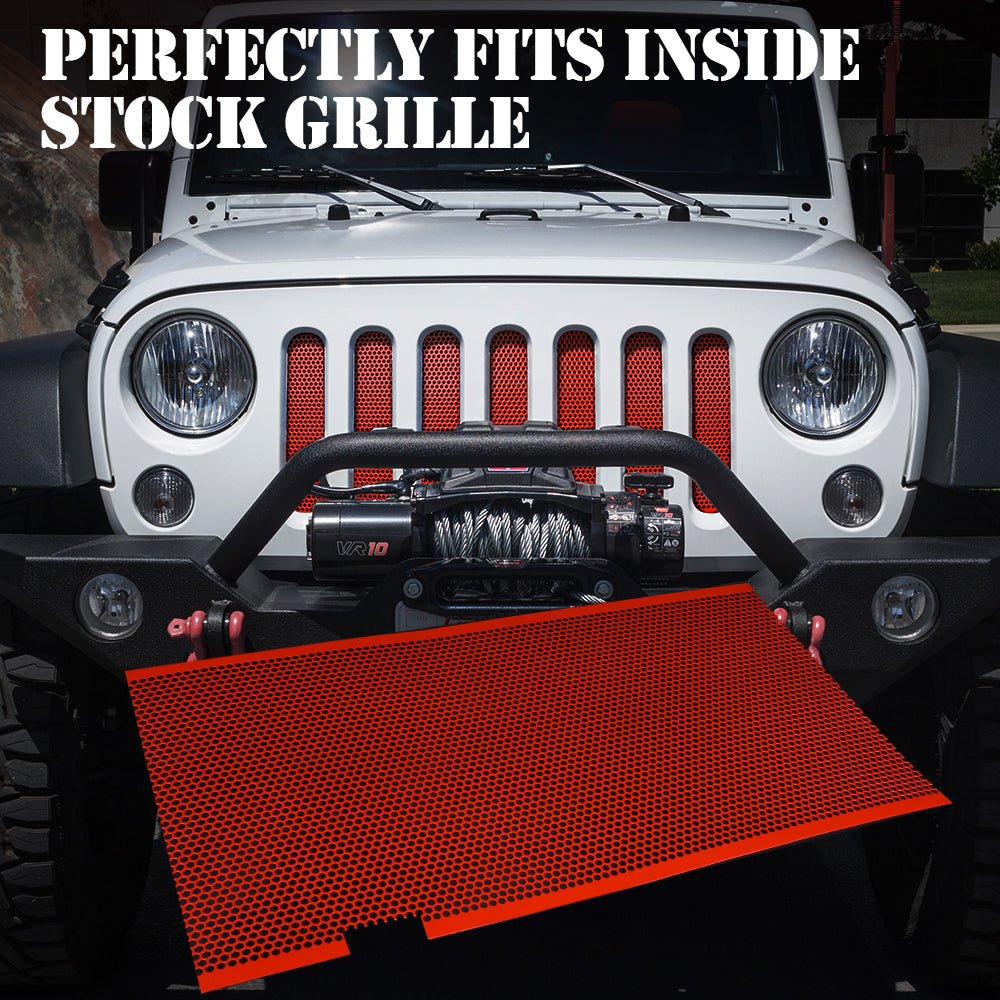 Xprite Red Stainless Steel Mesh Insert For Jeep Wrangler JK JKU 2007-2018  Original Grille Without Lock Hole Yittzy