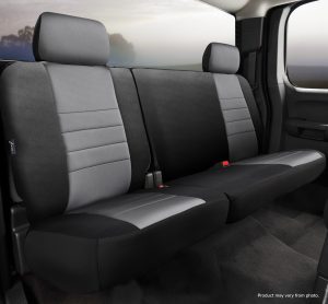 Neo™ Neoprene Custom Fit Truck Seat Covers; Split Seat; 60/40; Adjustable Headrests; Built-In Center Seat Belt; Gray;