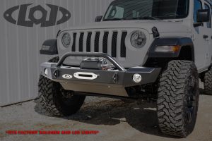 JL/JT Signature Series Mid Width Front Bumper Setup for Warn Power Plant Winch only w / Bull Bar (Black Powder Coated)