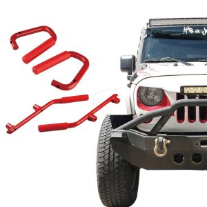 USA ONLY Red Front and Rear Grab Handles for 07 - 18 Jeep Wrangler