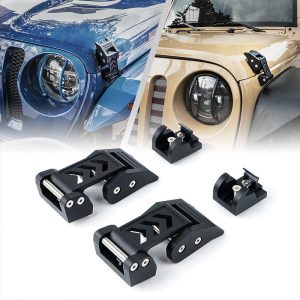 Black Aluminum Jeep Hood Latch Kit for 2007-2018 Jeep Wrangler JK & 2018-Later Jeep Wrangler JL