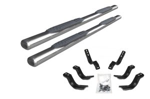 Go Rhino 104443587PS - 4" 1000 Series SideSteps With Mounting Bracket Kit - Polished Stainless Steel