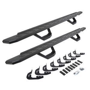 Go Rhino 6960478720T - RB30 Running Boards with Mounting Brackets & 2 Pairs of Drops Steps Kit - Protective Bedliner Coating