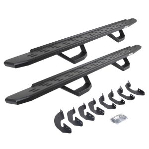 Go Rhino 6964158020PC - RB30 Running Boards with Mounting Brackets & 2 Pairs of Drops Steps Kit - Textured Black