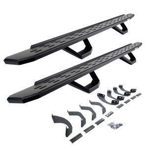 Go Rhino 6964368720PC - RB30 Running Boards with Mounting Brackets & 2 Pairs of Drops Steps Kit - Textured Black