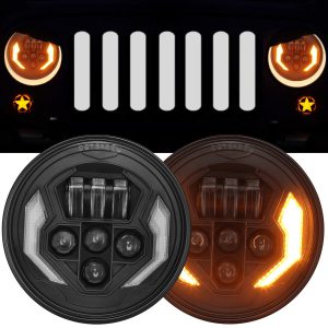 7'' LED Headlights with DRL & Turn Signals for 1997-Later Jeep Wrangler | Lightning Style