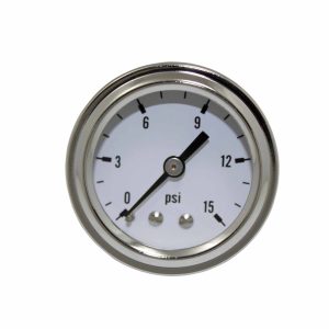 SpeedFx 9715 1-1/2 In Dia Full Sweep Mechanical 0-15 PSI Analog Display White Face/ Chrome Be