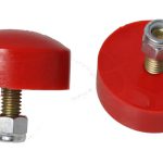 Universal Bump Stop Set; Red; Button Head Style; H-1 in.; Dia. 2 in.; Incl. 2 Per Set; Performance Polyurethane;