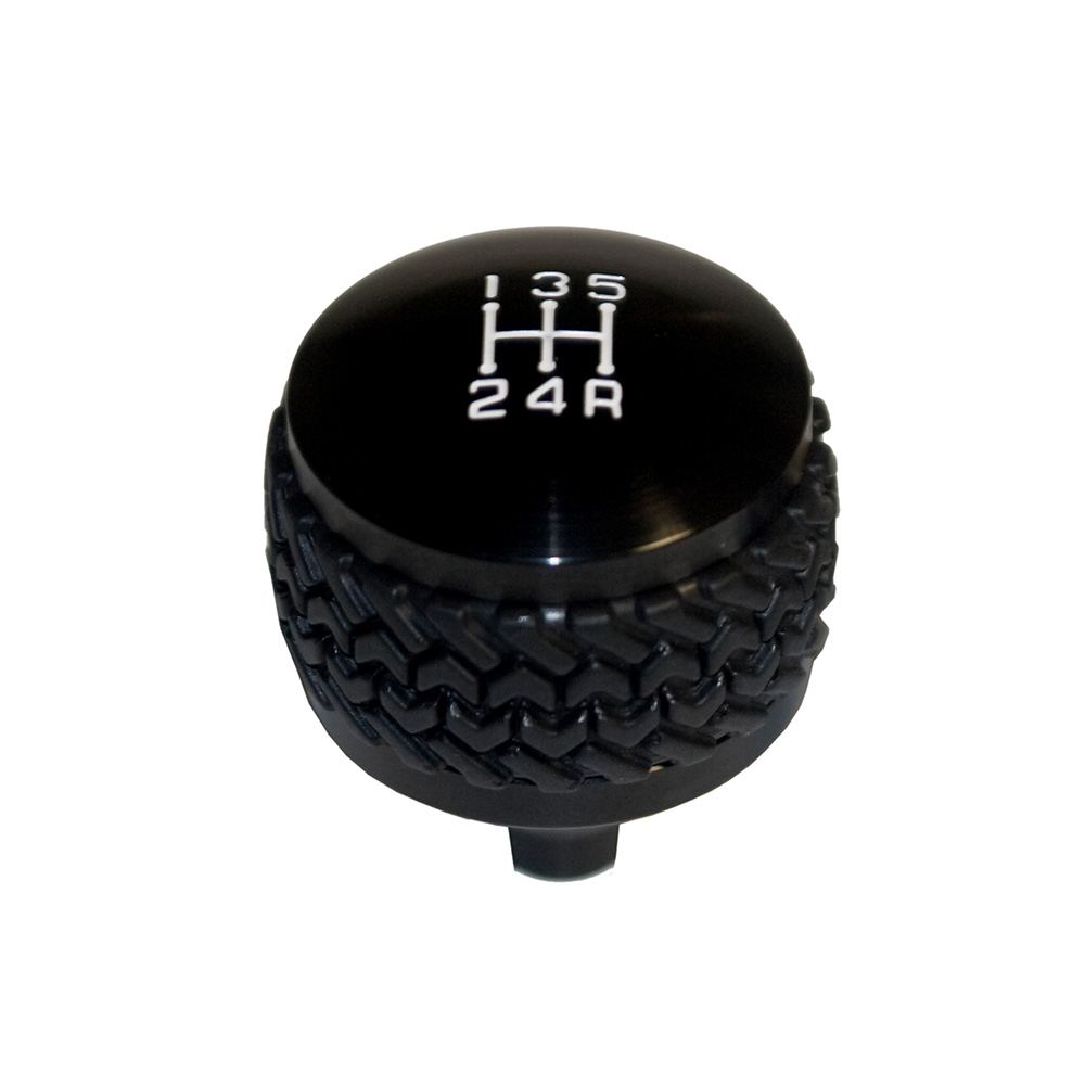 5 Speed Shift Knob Black Tire Tread Design Grip Billet Aluminum