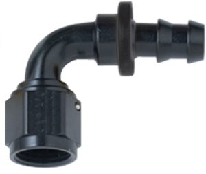 Hose Fitting #16 90 Deg Push Lock Black