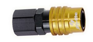 Q/R 1/8npt Female Str Socket Valved Gold/Black