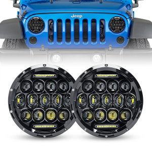 Black 7" 75W Cree LED Honeycomb Replacement Headlights for 1997-2018 Jeep Wrangler JK CJ TJ