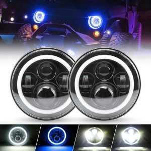 7" CREE Jeep Wrangler Blue Halo LED Projector Headlights for JK/TJ/CJ/LJ