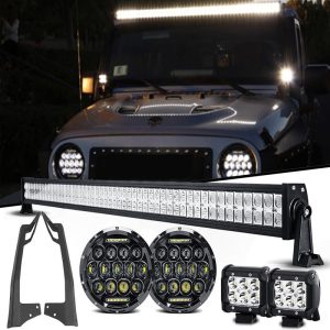 Jeep JK - All in Package 52'' Light Bar & LED CREE Headlights & 2 Pods and All Bracket