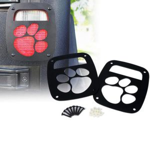 Paw Print Black Rear Taillight Cover for 1985 - 2006 Jeep Wrangler YJ TJ