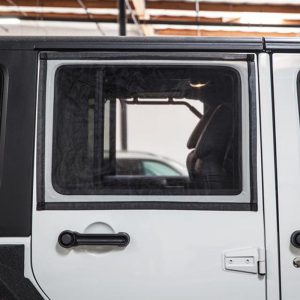 Set of 2 Rear Window Magnetic Sun Shades and Bug Insect Screen Mesh for 2007-2018 Jeep Wrangler JK 4DR