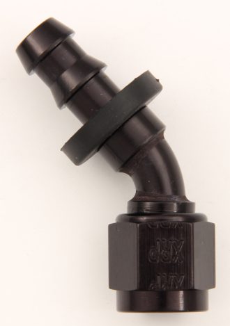 #6 45 Deg Push-On Hose End Black