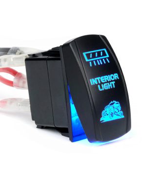 Xprite 5 Pin Laser Blue Center Mirror Interior Light SPST On/Off Rocker Switch