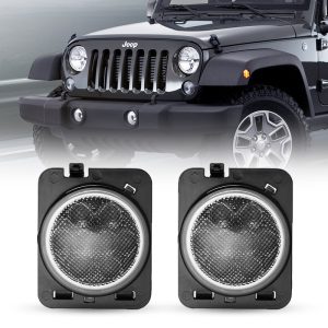 Front Fender Amber Turn Signal Lights For Jeep Wrangler - Smoked/Clear