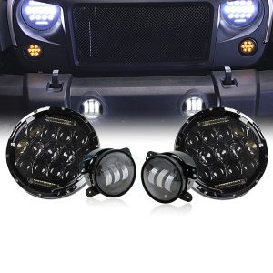 7" 75W Headlights & 4" 30W Fog Lights Combo for Jeep Wrangler JK