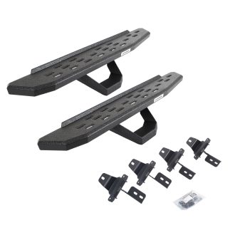 Go Rhino 6969274810T - RB30 Running Boards with Mounting Brackets & 1 Pair of Drops Steps Kit - Protective Bedliner Coating