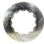 Premium e-coated rotor with advanced metallurgy that greatly reduces pad squeal. Especially effective with higher friction; European style brake pad compounds. Slotted for increased bite; improved looks and better performance