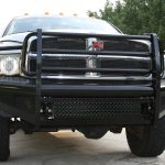 Black Steel Front Ranch Bumper; 2 Stage Black Powder Coated; w/Full Grill Guard; Incl. Light Cut-Outs;