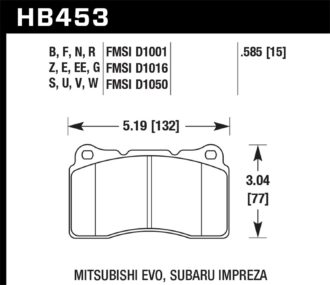 HPS 5.0 Disc Brake Pad; 0.585 Thickness;