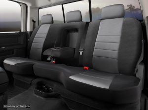 Neo™ Neoprene Custom Fit Truck Seat Covers; Split Seat; 60/40; Adjustable Headrests; Built-In Center Seat Belt; Armrest With Cup Holders; Gray;