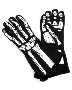 Single Layer White Skeleton Gloves Large