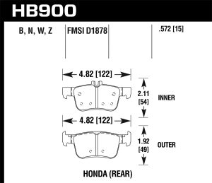 HPS 5.0 Disc Brake Pad; 0.572 Thickness;