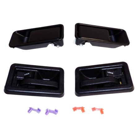 Door Handle Kit; Includes Left/Right Exterior and Interior Door Handles; Door Lock Rod Clips;