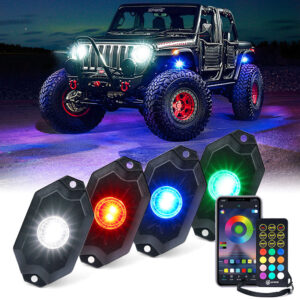 Trophy Series RGB + Pure White LED Rock Lights with Bluetooth and Remote Control