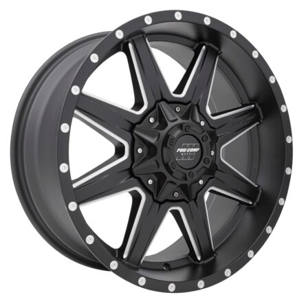 Quick 8 Series 48; Size 20x9; Bolt Pattern 5x150mm; Back Space 5 in.; Offset 0; Max Load 2500 lbs.; Satin Black/Milled Finish;