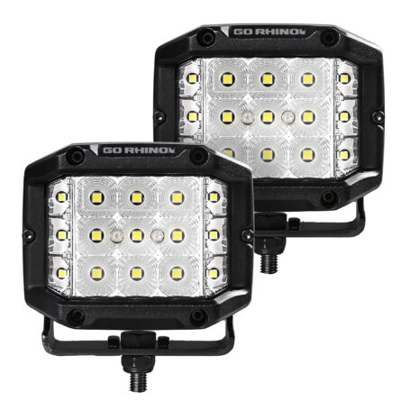 Go Rhino 750300323FCS Bright Series - SIDELINE 4x3 LED Flood Lights, Pair