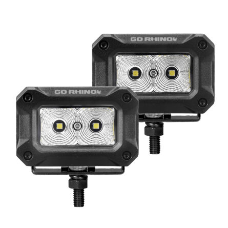 Go Rhino 751003023FBS Bright Series - 3x2 Rectangular LED Flood Lights, Pair
