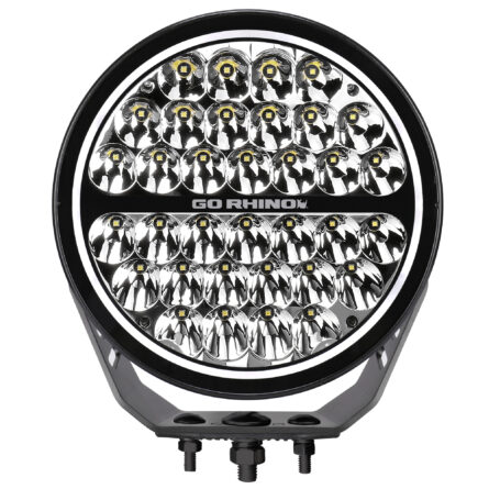 Go Rhino 751700911SRS Blackout Series - MAXROUND 9" Round LED Spot Light w/Daytime Running Lights