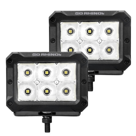 Go Rhino 753003023SBS Bright Series - 4x3 Rectangular LED Spot Lights, Pair