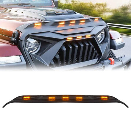 Front Hood Protector with Amber LED Lights for 2018-Later Jeep Wrangler JL & Gladiator JT