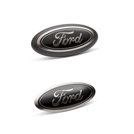 Ford Oval Emblem; Black; w/o Camera; Incl. Front/Rear Smoked Chrome Oval;