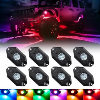 8 Pcs Bluetooth Multi-Color RGB LED Rock Lights