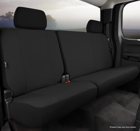 Seat Protector™ Custom Seat Cover; Poly-Cotton; Black; Split Seat 60/40; Adjustable Headrests;