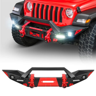 USA ONLY Front Winch Bumper with LED Lights & D-ring Trailer for Jeep JK JL and Gladiator JT | Shipped Within 24 Hrs