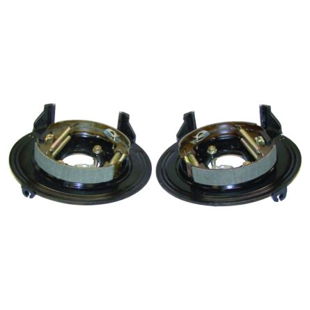 Backing Plate Set; Rear; Incl. Backing Plates/Caliper Brackets/Parking Brake Shoes/Springs/Hardware; For Use w/Dana 35;