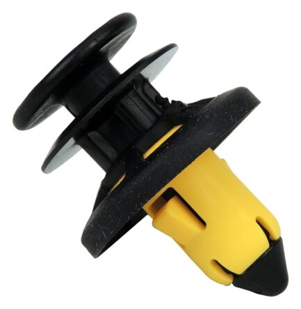 Door Trim Panel Push Pin; Front; Black  And Yellow; Plastic;