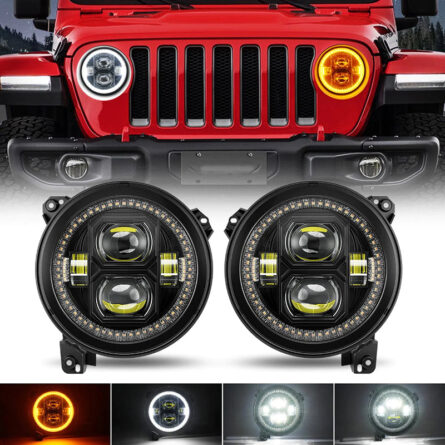 9'' Halo LED Headlights for Jeep Wrangler JL and Gladiator JT