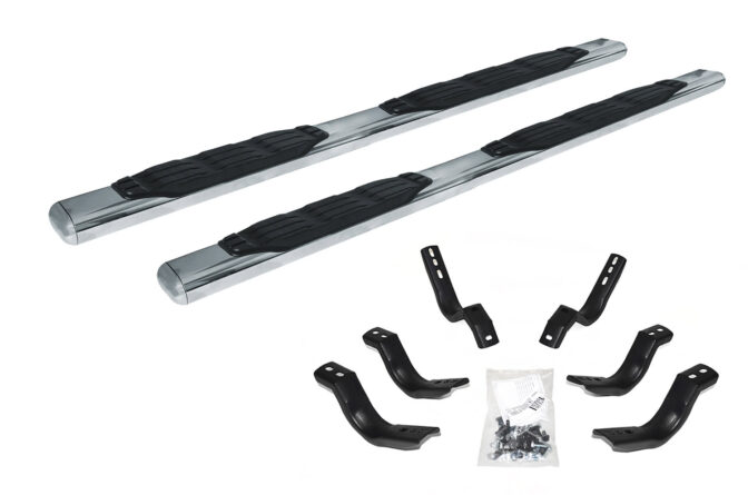 Go Rhino 105404387PS - 5" 1000 Series SideSteps With Mounting Bracket Kit - Polished Stainless Steel