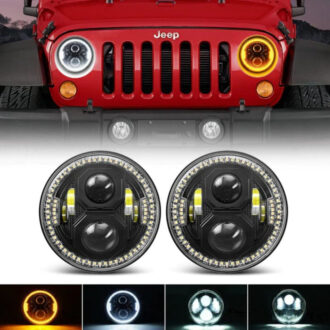 7 Inch Jeep JK Halo Headlights with White DRL and Amber Turn Signals for Wrangler