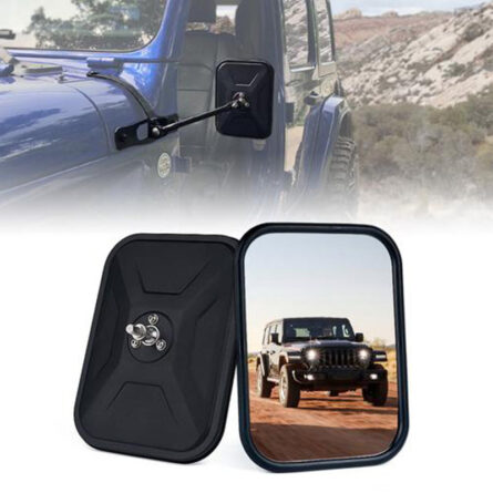 Black Aluminum Side Mirrors for Doorless 2018-Later Jeep Wrangler JL JLU