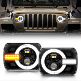 5x7 Inch LED Headlights with DRL/Turn Signals for Jeep Wrangler YJ Cherokee XJ